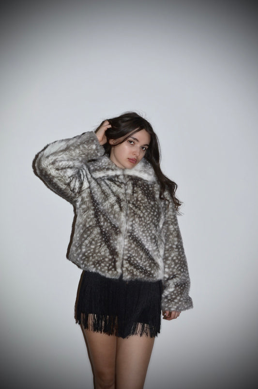 Fake Fur Bambi Jacket Grey